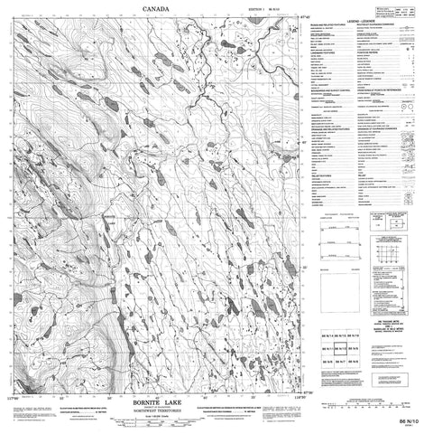 086N10 Bornite Lake Canadian topographic map, 1:50,000 scale