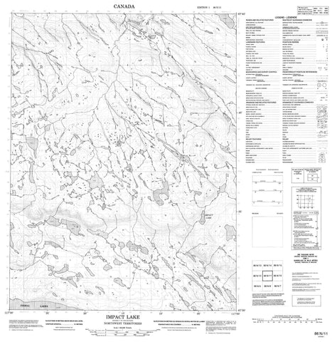 086N11 Impact Lake Canadian topographic map, 1:50,000 scale