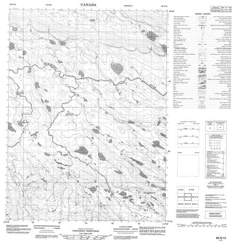 086N13 No Title Canadian topographic map, 1:50,000 scale