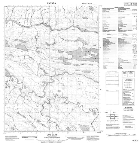 086N15 Cox Lake Canadian topographic map, 1:50,000 scale