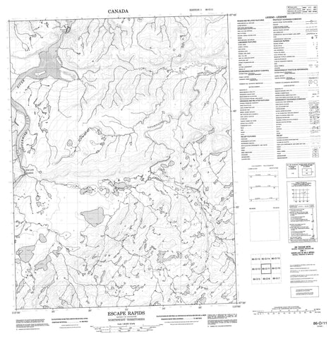 086O11 Escape Rapids Canadian topographic map, 1:50,000 scale