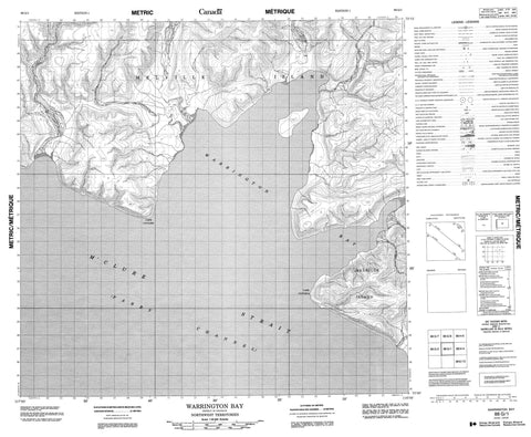 088G01 Warrington Bay Canadian topographic map, 1:50,000 scale