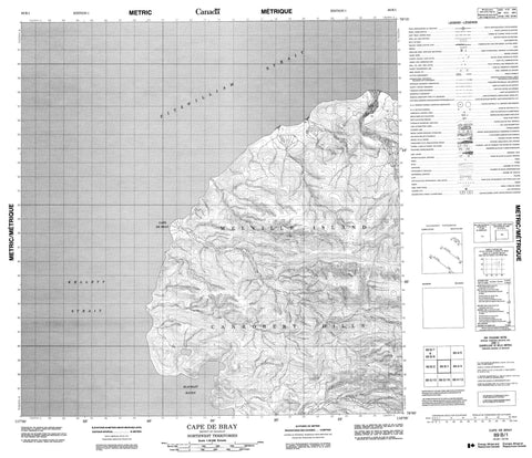 089B01 Cape De Bray Canadian topographic map, 1:50,000 scale