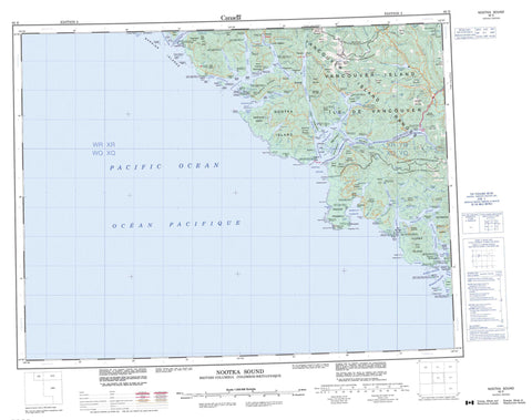 092E Nootka Sound Canadian topographic map, 1:250,000 scale