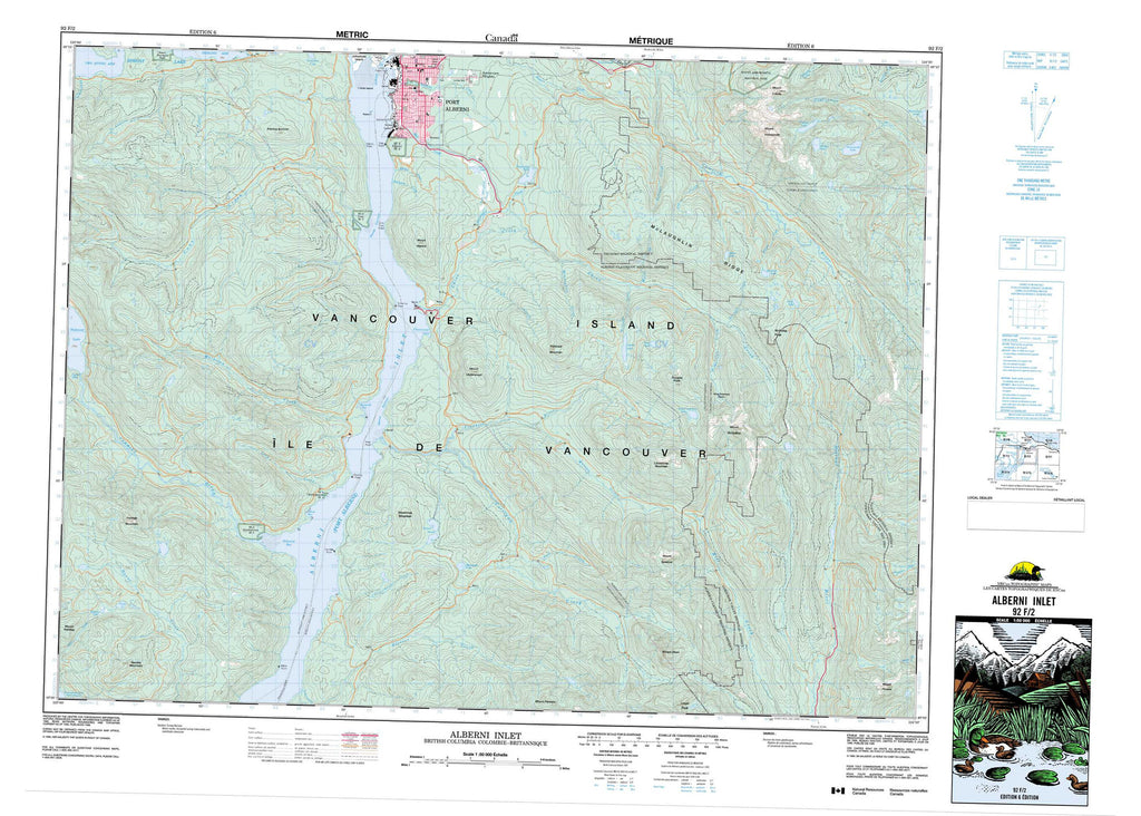Buy Alberni Inlet topo map 092F02 – YellowMaps Map Store