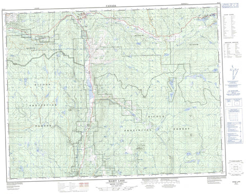 092I07 Mamit Lake Canadian topographic map, 1:50,000 scale