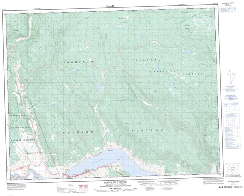 092I15 Tranquille River Canadian topographic map, 1:50,000 scale
