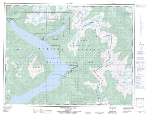 092J04 Princes Louisa Inlet Canadian topographic map, 1:50,000 scale