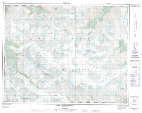 092J13 Stanley Smith Glacier Canadian topographic map, 1:50,000 scale