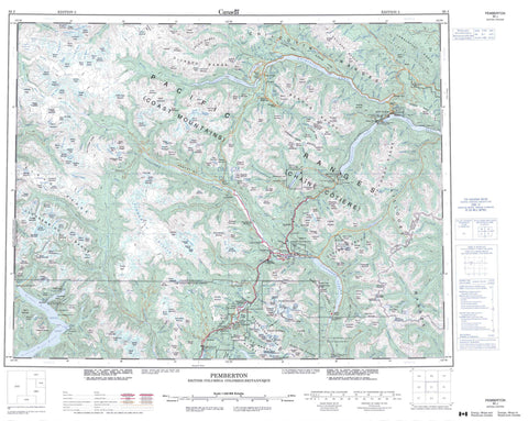 092J Pemberton Canadian topographic map, 1:250,000 scale