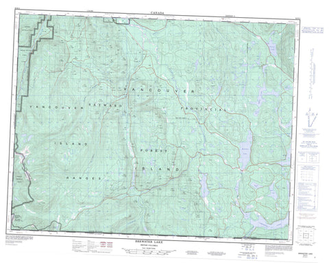 092K04 Brewster Lake Canadian topographic map, 1:50,000 scale