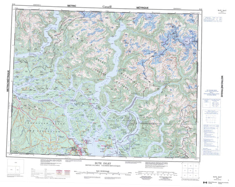 092K Bute Inlet Canadian topographic map, 1:250,000 scale