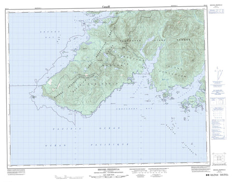 092L04 Brooks Peninsula Canadian topographic map, 1:50,000 scale