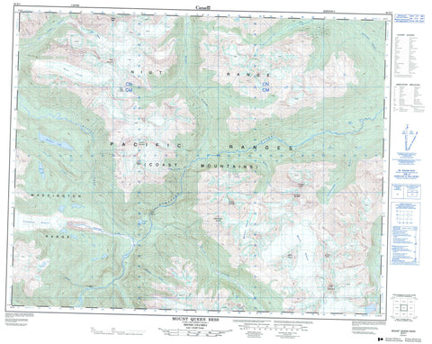 092N07 Mount Queen Bess Canadian topographic map, 1:50,000 scale