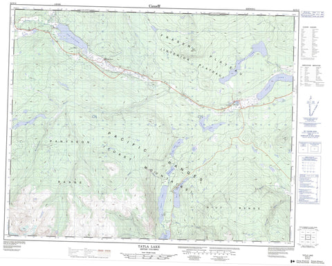 092N15 Tatla Lake Canadian topographic map, 1:50,000 scale