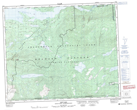 093E01 Oppy Lake Canadian topographic map, 1:50,000 scale