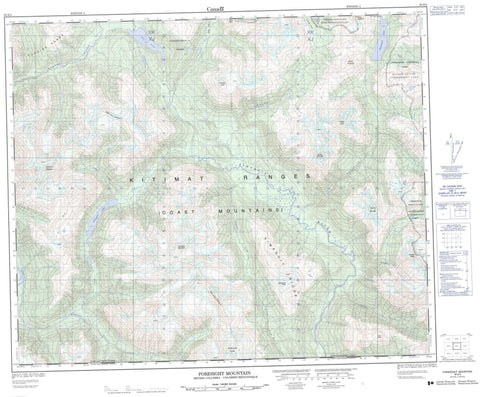 093E03 Foresight Mountain Canadian topographic map, 1:50,000 scale