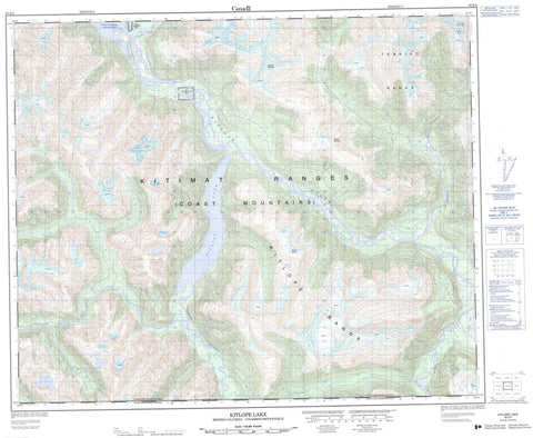 093E04 Kitlope Lake Canadian topographic map, 1:50,000 scale