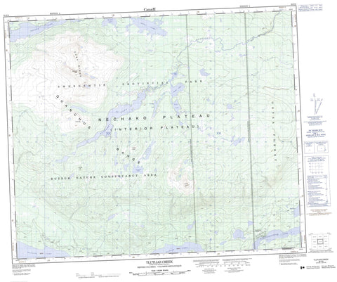 093E08 Tlutlias Creek Canadian topographic map, 1:50,000 scale