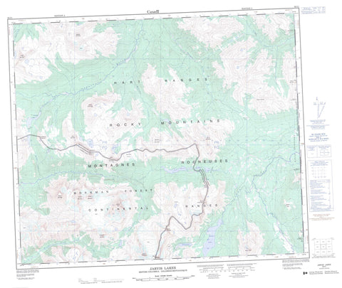 093I01 Jarvis Lakes Canadian topographic map, 1:50,000 scale