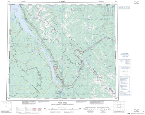 093O Pine Pass Canadian topographic map, 1:250,000 scale