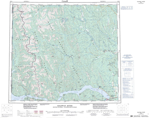 094B Halfway River Canadian topographic map, 1:250,000 scale