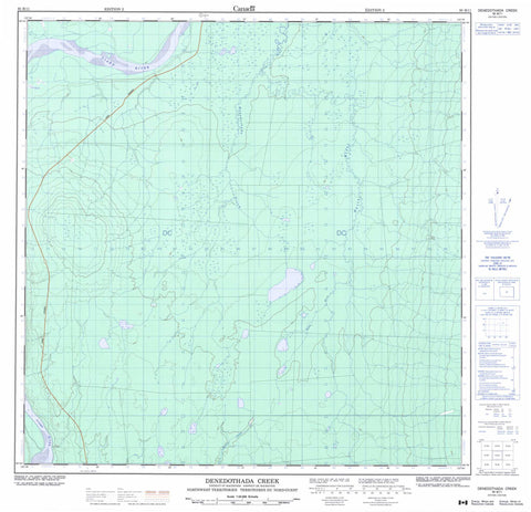 095B11 Denedothada Creek Canadian topographic map, 1:50,000 scale