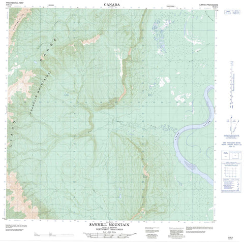 095B13 Sawmill Mountain Canadian topographic map, 1:50,000 scale