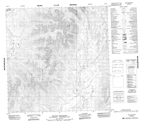 095D14 Mount Skonseng Canadian topographic map, 1:50,000 scale