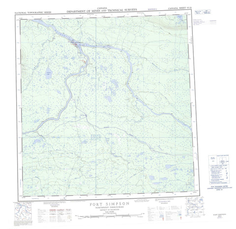 095H Fort Simpson Canadian topographic map, 1:250,000 scale