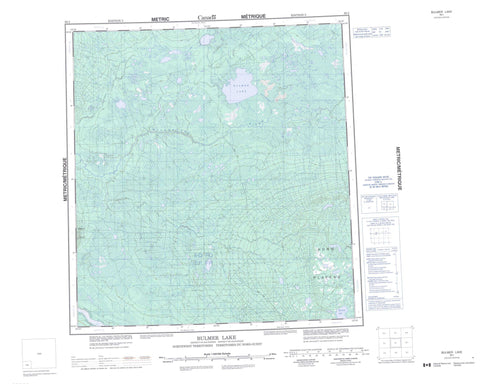 095I Bulmer Lake Canadian topographic map, 1:250,000 scale