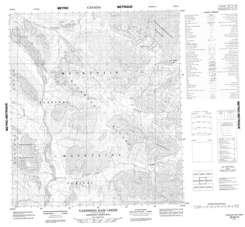 095M13 Vanishing Ram Creek Canadian topographic map, 1:50,000 scale