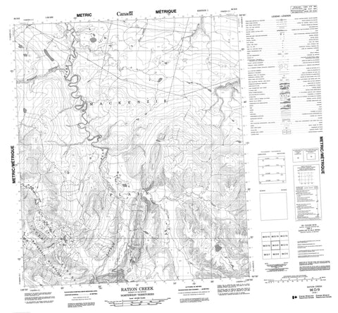 096D09 Ration Creek Canadian topographic map, 1:50,000 scale