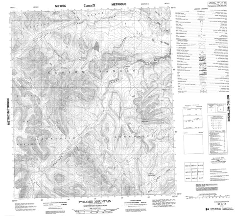 096D11 Pyramid Mountain Canadian topographic map, 1:50,000 scale