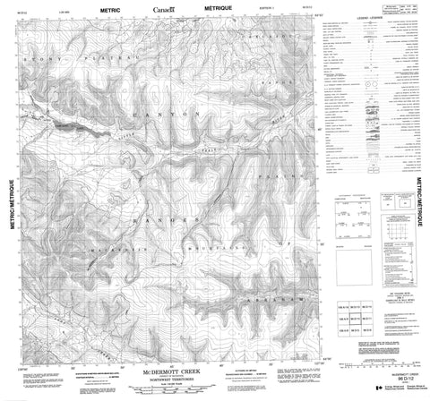 096D12 Mcdermott Creek Canadian topographic map, 1:50,000 scale