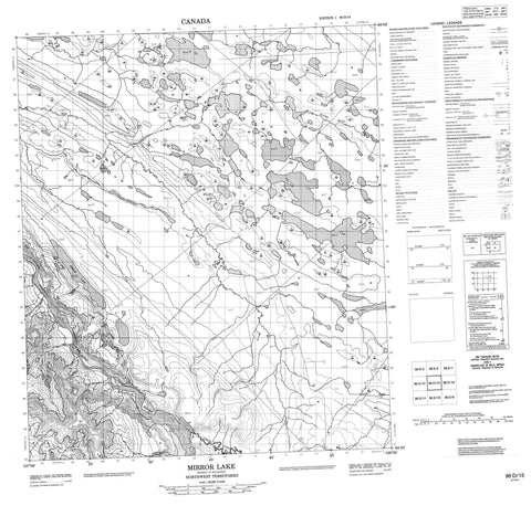 096D15 Mirror Lake Canadian topographic map, 1:50,000 scale