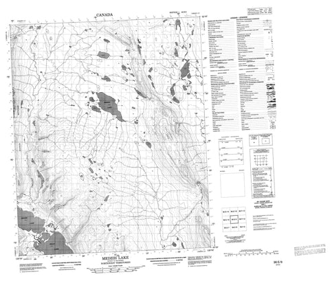 096E09 Medzih Lake Canadian topographic map, 1:50,000 scale