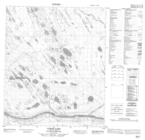 096F01 Yukon Lake Canadian topographic map, 1:50,000 scale