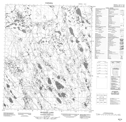 096F08 Blondin Lake Canadian topographic map, 1:50,000 scale