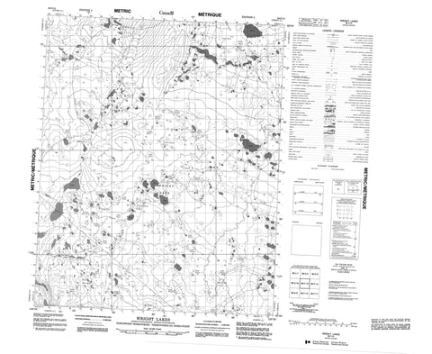 096F13 Wright Lakes Canadian topographic map, 1:50,000 scale
