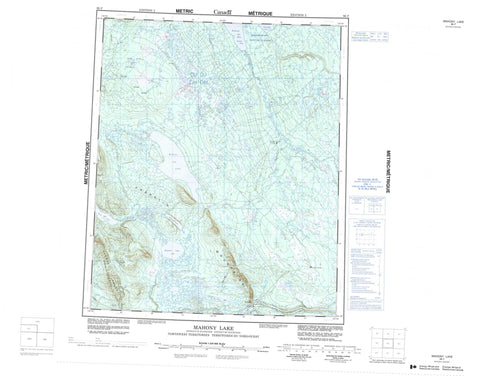 096F Mahony Lake Canadian topographic map, 1:250,000 scale