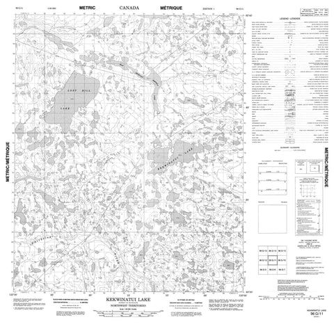 096G11 Kekwinatui Lake Canadian topographic map, 1:50,000 scale