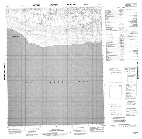 096H13 No Title Canadian topographic map, 1:50,000 scale