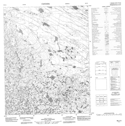 096I13 No Title Canadian topographic map, 1:50,000 scale