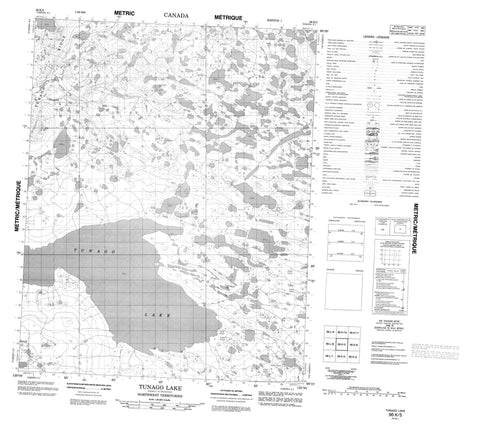 096K05 Tunago Lake Canadian topographic map, 1:50,000 scale