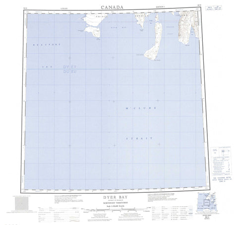 098H Dyer Bay Canadian topographic map, 1:250,000 scale