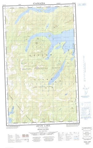 103F10E Awun Lake Canadian topographic map, 1:50,000 scale