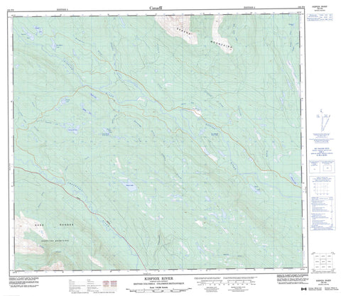 103P09 Kispiox River Canadian topographic map, 1:50,000 scale
