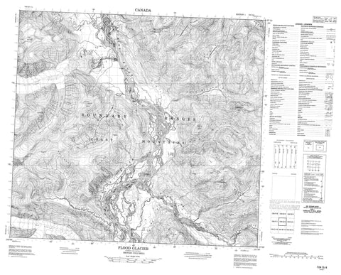 104G04 Flood Glacier Canadian topographic map, 1:50,000 scale