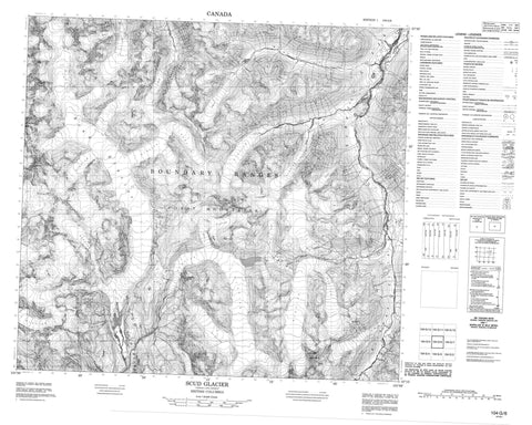 104G06 Scud Glacier Canadian topographic map, 1:50,000 scale